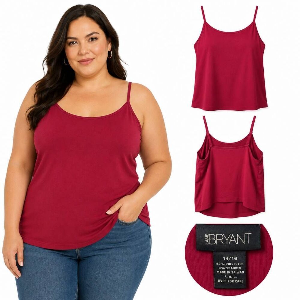 Lane Bryant Red Cami Tank Top 14/16 Stretch